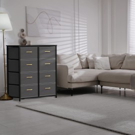 Simple Houseware 8 Drawer Dresser Wide Storage Tower, Dark Grey