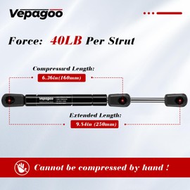 Vepagoo 10 inch Gas Struts 40Lb for Truck Tool Box Shocks, 10" Gas Spring Lift Support for Weather-Guard Pickup Toolbox Delta Box Lid Cabinets Door Boat Hatch, 2 Pcs