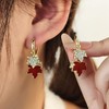 Maple Leaf Earrings for Women Autumn Thanksgiving Earrings Red Crystal