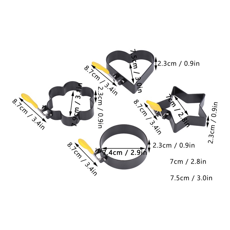 Fried Egg Rings Set with Folding Handle Silicone Brush Non
