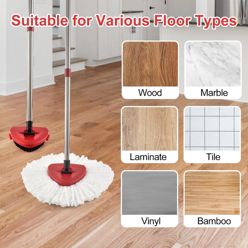 Mop Handle Replacement,4 Section Compatible with O-Cedar Spin Mop Refills