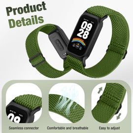 2 Pack Elastic Bands Compatible with Xiaomi Smart Band 9 Active Women Men, Soft Nylon Replacement Sport Wriststrap for Redmi Band 3