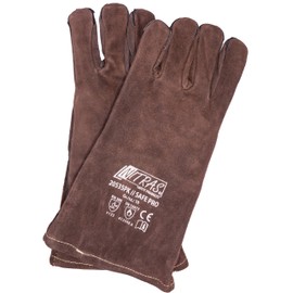 Nitras Barbecue Gloves Heat Resistant Leather Oven Gloves 1 Pair Fireproof for Smokers Oven - Brown