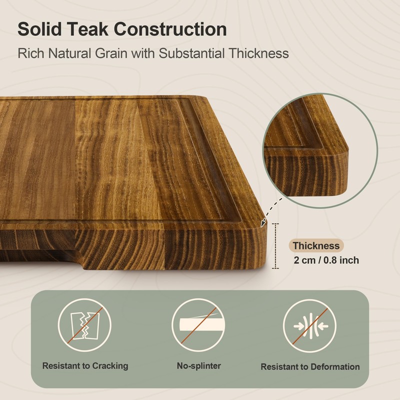Teak Wood Cutting Board Set, 3-Piece Cutting Board with Stand