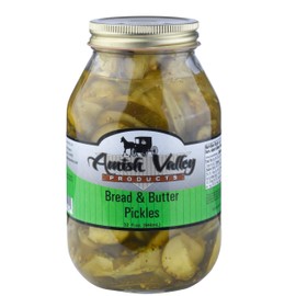 Amish Valley Products Bread and Butter Pickles Glass Quarts All Natural (2 Qt Jars - 32oz)