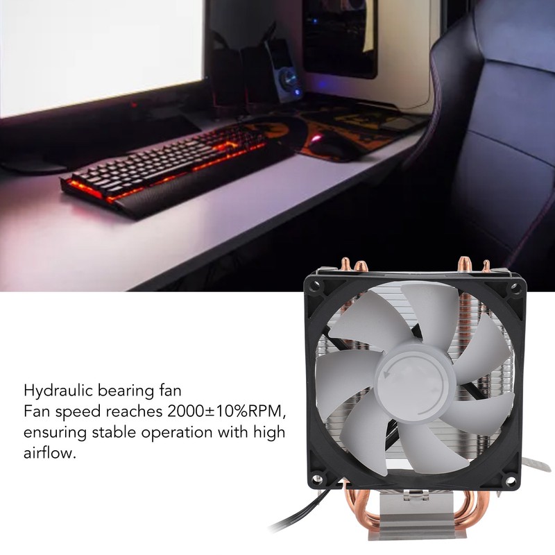 CPU Cooler Dual Heat Pipe 48CFM DC12V Quiet Operation Hydraulic