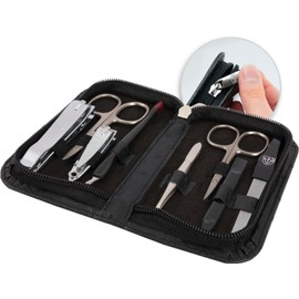 3 Swords Germany - brand quality 8 piece manicure pedicure grooming kit set for professional finger & toe nail care scissors clipper fashion leather case in gift box, Made in Solingen Germany (03928)