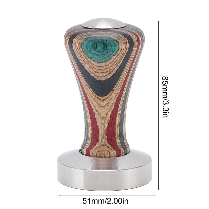 Colorful Wood Coffee Flat Tamper Stainless Steel Base Powder Hammer