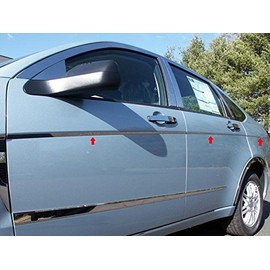 707Motoring Stainless Polished Chrome Body Side Molding Accent Trim (0.625" - 0.125" Tapered Width) 6PC, Compatible with Ford Focus 2008-2011 (4-Door, Sedan)