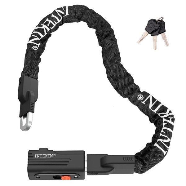 INTEKIN Bike Chain Lock 3FT Heavy Duty Anti-Theft Bicycle Lock 8mm 0.32inch Thicker with 3 Keys for Bike, Motorcycle, Fence, Gate and More, Black