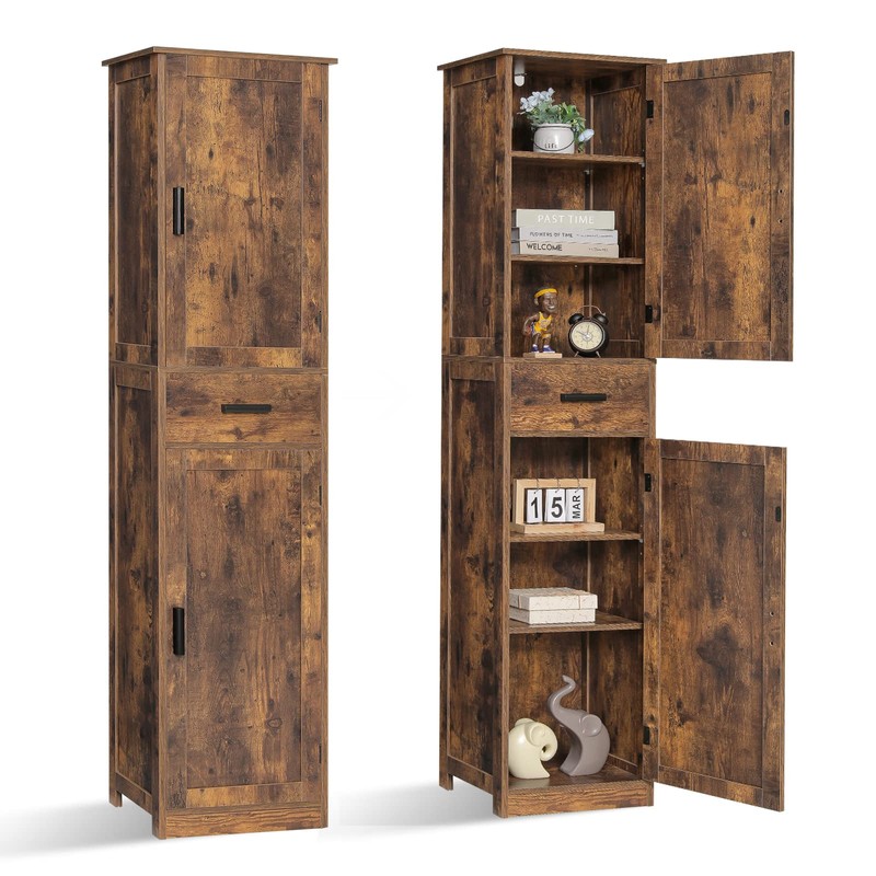 usikey 67'' Tall Storage Cabinet with Adjustable Shelves & 2