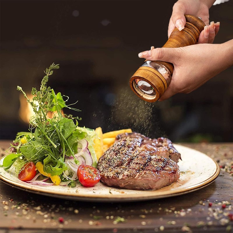 Pepper Mill Wood Salt and Pepper Grinder Pepper Grinder Adjustable