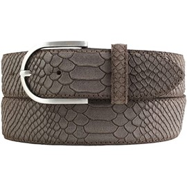 BELTINGER Women's Python Embossed Belt 4 cm Leather Belt for Women 40 mm Snake Look Snake Pattern Python Pattern, Brown, silver