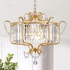 Majhoiw Modern Crystal Chandelier for Dining Room, 6-Light Gold Farmhouse Pendant Lighting Fixtures for Dining Room Kitchen, Hallway, Bedroom, Foyer