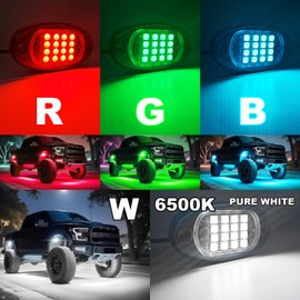 8 Pods RGBW LED Rock Lights for Jeeps Trucks ATV UTV Golf Cart Pickup Offroad RZR SXS SUV, Waterproof Multicolor Underglow Kit with APP/RF Remote Control Sync Music Neon Underbody Accent Light 12V