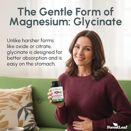 ForestLeaf- “Glicinato de Magnesio Puro 400mg Porción Glicinato de Magnesio de Alta Absorción Bisglicinato Mag para