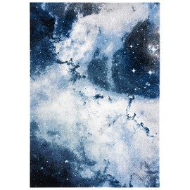 SAFAVIEH Galaxy Collection Accent Rug - 2'7" x 5', Blue & Ivory, Abstract Design, Non-Shedding & Easy Care, Ideal for High Traffic Areas in Entryway, Living Room, Bedroom (GAL109M)