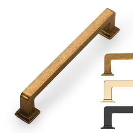 9BUILD 6 Pack Antique Brass Cabinet Pulls 5 Inch Kitchen Cabinet Handles Vintage Drawer Pulls Kitchen Handles for Cabinets Retro Dresser Pulls Drawer Handle