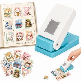 Mori no Shakuru Stamp Shape Craft Punch, Rectangular, 1.5 x 1.2 inches (38.1 x 31.7 mm), Realistic Perforations, Retro Notebook, Decoration, Album Making, Hole Punch, Light Force-Saving Design