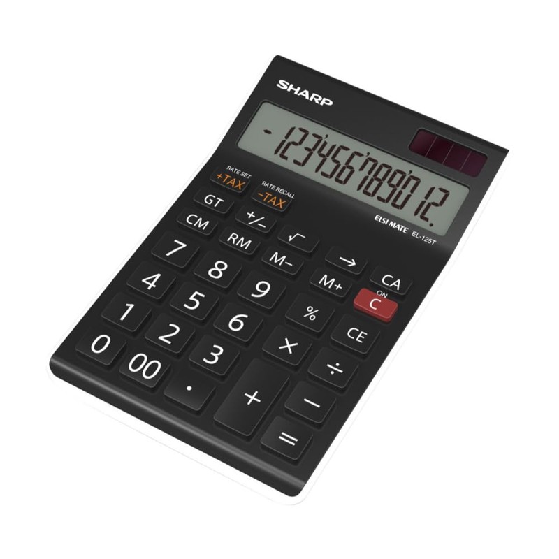 Sharp EL-125TWH Office Desktop Calculator - Black/White
