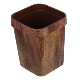 Operitacx Waste Bin with Wood Grain Top Open Waste Paper Bin Rustic Bathroom Waste Bin Made of Wood Grain Waste Bin Made of Plastic Basket in Country House Style Plastic Coffee