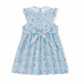 Curipeer Little Baby Girls Orange Floral Sleeveless Summer Dress Toddler Cotton Ruffled Playwear Lace Dress Beach Sundress 7T