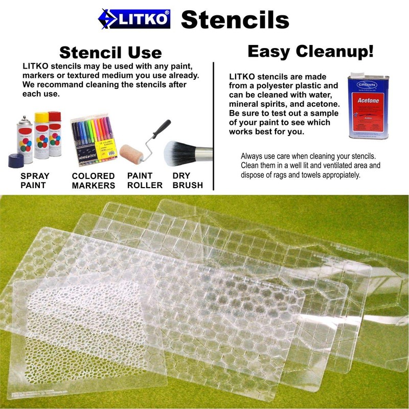 LITKO 3-inch Hex Grid Stencil, Edge Pattern