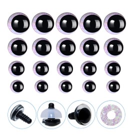 80Pcs 3D Glitter Safety Eyes and Washers - Thalinfayi 14/16/18/20mm Glitter Moon Crochet Amigurumi Eyes Strabismus Safety Eyes for Amigurumi, Crafts, Crochet Doll DIY Making or Replace Supplies