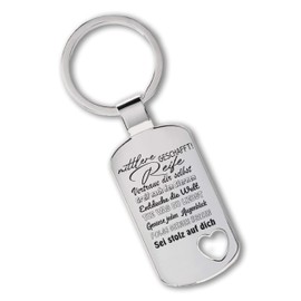 Engraved stainless steel key ring with cut-out heart, medium maturity created, key ring for secondary school graduation, car pendant including key ring on request with back engraving, Cut out heart