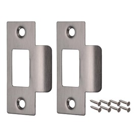 sourcing map Door Strike Plate, 2Pcs 70mm x 40.3mm 304 Stainless Steel Latch Deadbolt Strike Plate for Door Frame Door Jamb, Dark Grey