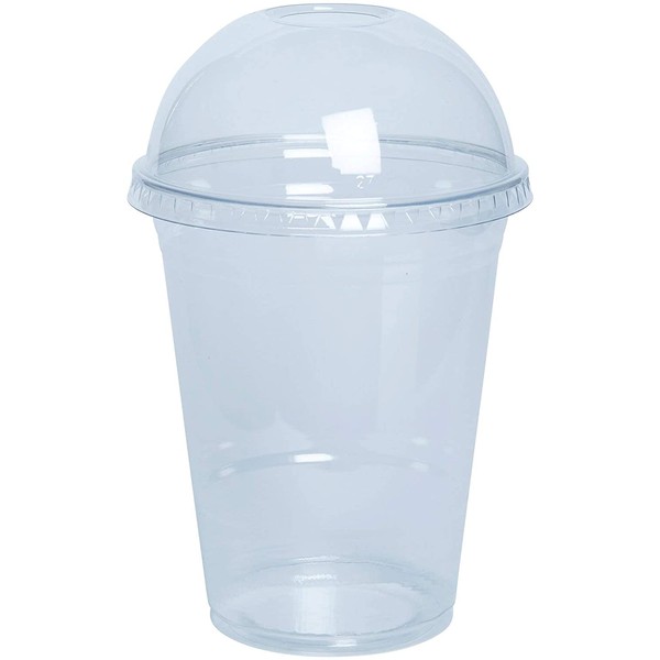 [50 Sets - 16 oz.] Crystal Clear Plastic Cups With Dome Lids