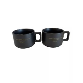 STARBUCKS Reserve Roastery CHICAGO 10 oz Black Mug Set of 2 New In Box