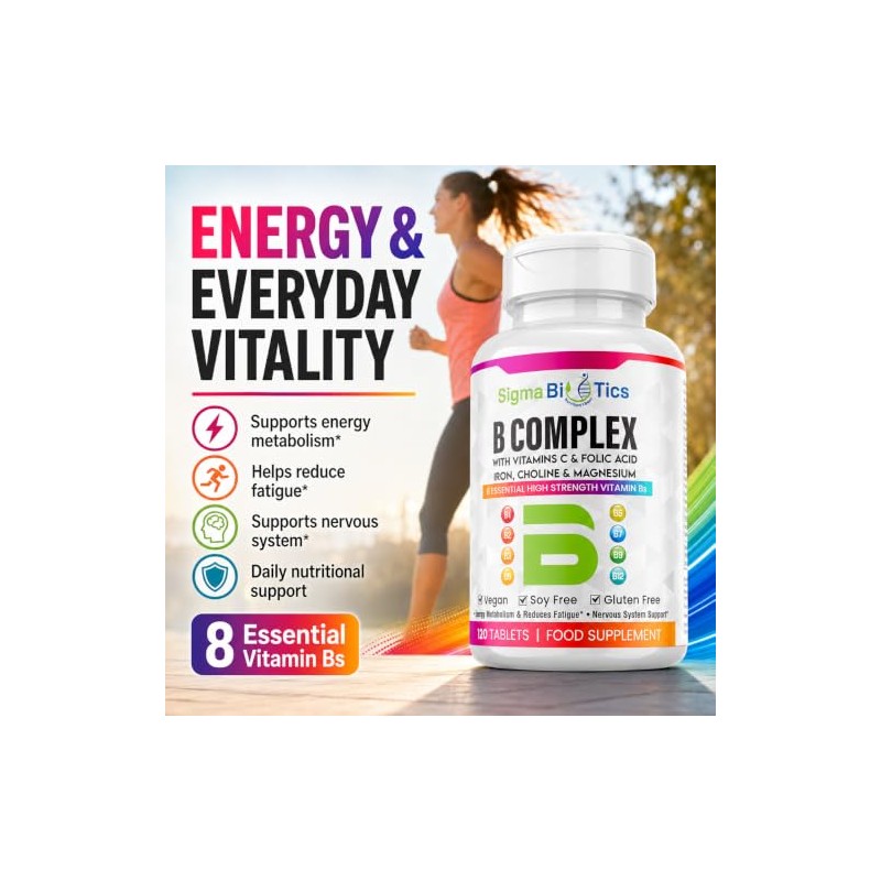 Vitamin B Complex Tablets - 8 Essential B Vitamins &