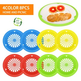 EBIGIC Paper Plate Holders 8 Packs with Snap-in Grooves 10.5 Inch Plastic Paper Plate Holders Reusable 4 Color Heavy Duty Supports for Picnic Party Dinner | EBIGIC