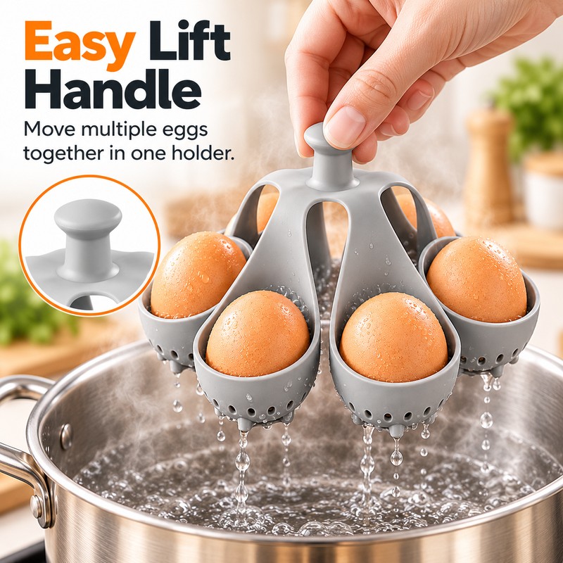 Silicone Egg Steaming Basket for Boiling Eggs – 6 Slot