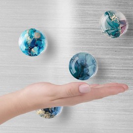 Sunsturm 12PCS Glass Fridge Mangets, Marble Refrigerator Magnets for Kitchen, Office Cabinets, Whiteboard, Dishwasher, Locker, Photos Decorative Refrigerator Magnets (Marbling)
