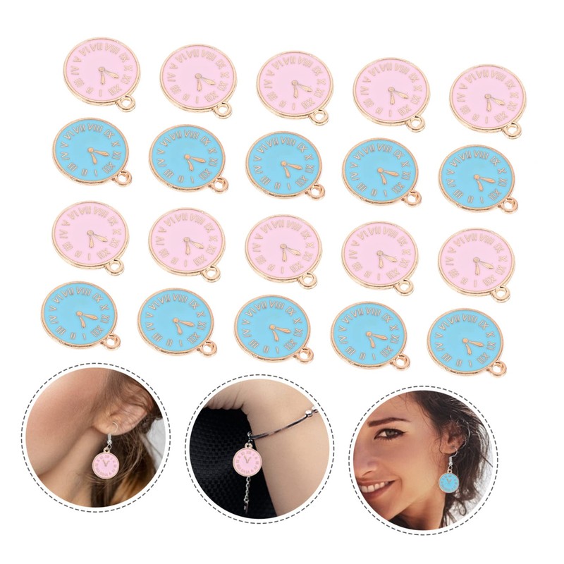 TEHAUX 60pcs Clock Pendants for Jewelry Crafting Cute Earring Accessories