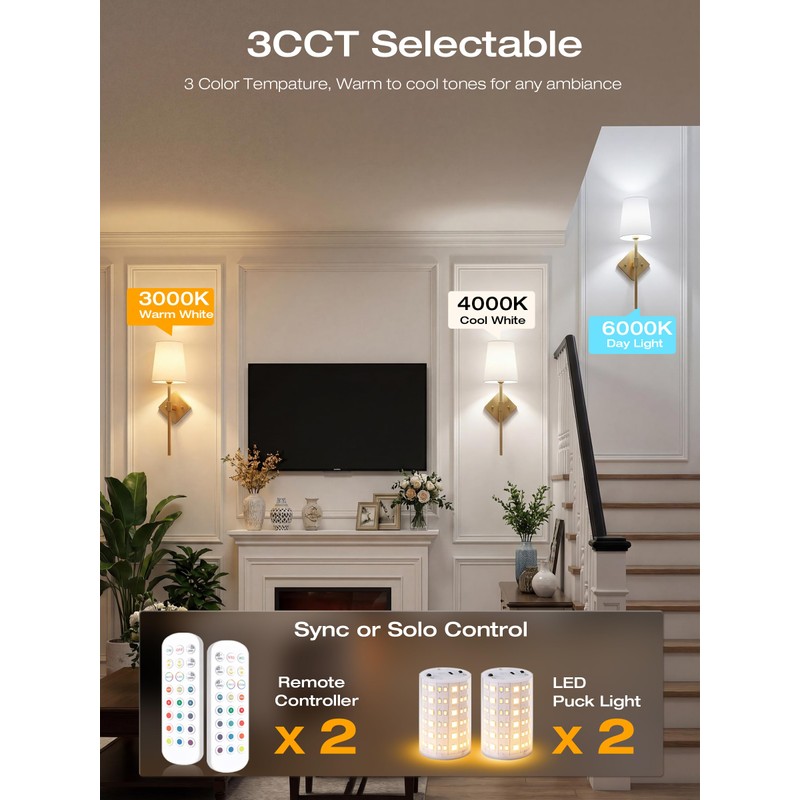 CLOUDY BAY 10000mAh Battery Operated Wall Sconces,Up to 100 Hours