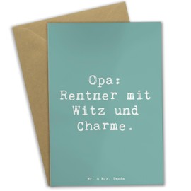 Mr. & Mrs. Panda Grußkarte Spruch Opa Rentner - Geschenk, Charme, Familie, Glückwunschkarte, Lächeln, persönliche Erinnerungen, Witz, Ansichtskarten,