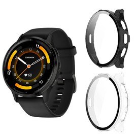 Aerku Hard Case with Screen Protector Compatible with Garmin Venu 3, [Pack of 2] Full Protection Scratch-Resistant PC Protective Case, Black and Transparent