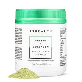 JSHealth Vitamins Super Greens Powder - Greens + Collagen Powder - Superfood Powder with Marine Collagen Peptides, Vitamins & Veggies (30 Servings)