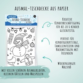 Colouring Paper Tablecloth – Winter Motif, Great Activity for Children's Birthday, Gift Idea Children Christmas, Mal Mich Colourful