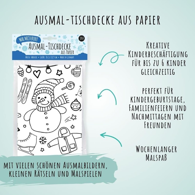 Colouring Paper Tablecloth – Winter Motif, Great Activity for Children's
