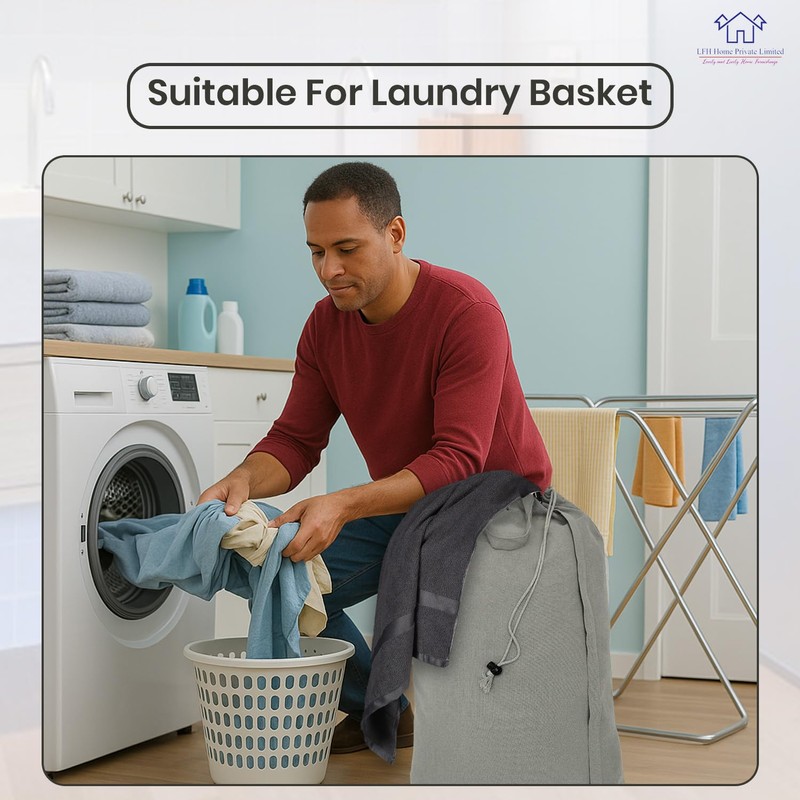 LFH Home Cotton Canvas Extra Large Laundry Bag with Handle,