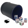 Set of Dice Cup Black PU Leather w/Plush Blue Felt