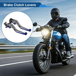 Motoforti Short Long Brake Clutch Levers for Yamaha MT125 14-21 6 Positon Adjustable Motorcycle Handlebar Brake Lever Aluminum Alloy Titanium Handle Blue End