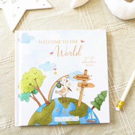 9 Newborn Baby Gifts Baby Shower - Includes Baby Essentials Keepsake Book, Baby Clothes, Baby Milestone Cards Goose Comforter Gift Boxed (Baby - Neutral)