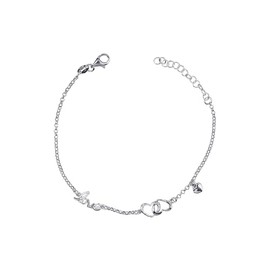 SILBERMOOS Women's Bracelet Love Heart Statement Anchor Chain Fine 16.5 cm + Extension 925 Sterling Silver, Sterling Silver, Not applicable