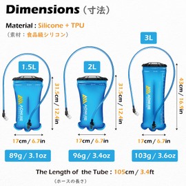 TRIWONDER Hydration Bladder 1.5L 2L 3L Leak Proof Water Reservoir BPA-Free Water Storage Bag for Hiking Backpack Running Cycling Camping (B - 1.5L)