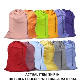 Extra Large Nylon Laundry Bag Travel Laundry Bags with Drawstring Closure Fit a Laundry Basket or Hamper for college dorm and apartment dwellers Machine Washable 30"x40" (Mixed Color 12 Pack)